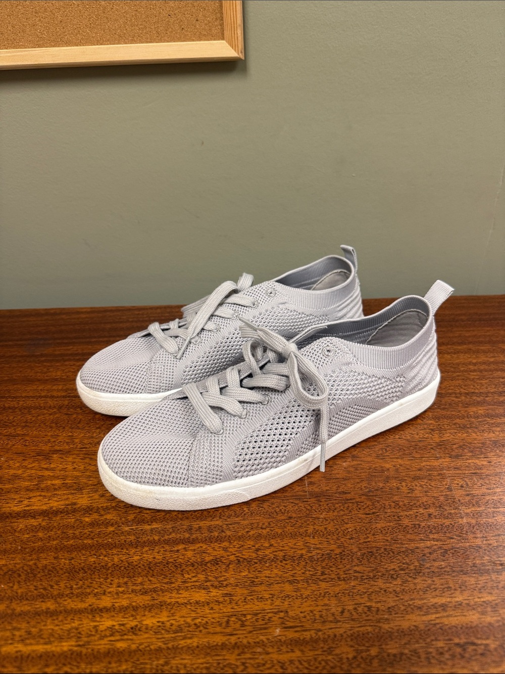 Rocket Dog Light Gray Knit Lace-Up Sneakers